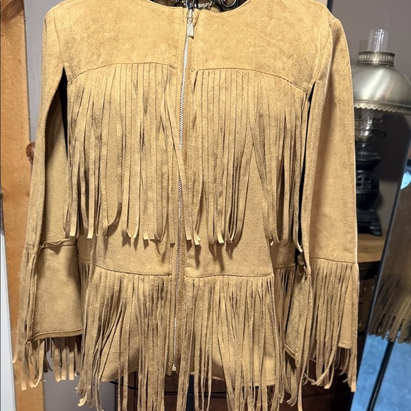 Chic Tan Fringe Suede Like Jacket - Picture 8 of 8